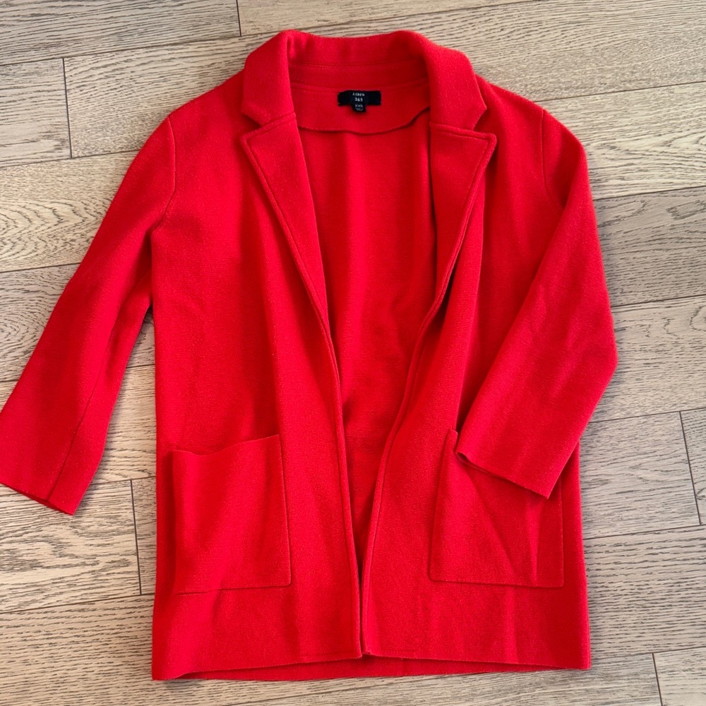 J.Crew Women's Red Open-Front Blazer Jacket